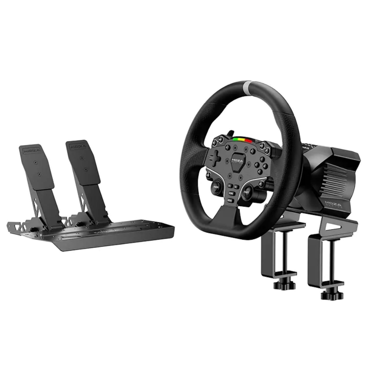 MOZA R3 Racing Wheel and Pedals Bundle for PC, 3.9Nm Direct Drive WheelBase,11-inch ES Lite Steering Wheel,Pedals and Desk Clamp High-Performance Game